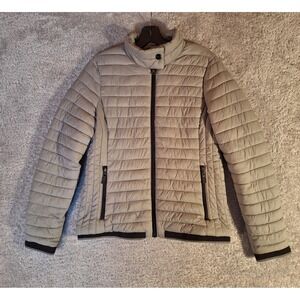 Marc New York Performance Quilted Puffer Jacket Womens Small Petite Gray Coat